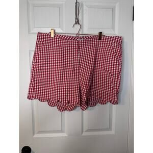 Crown & Ivy SHELBY Red and White Gingham plaid Shorts sz 18w